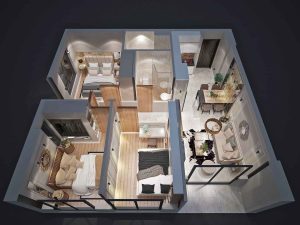 Layout chung cư Bcons Miền đông 3PN