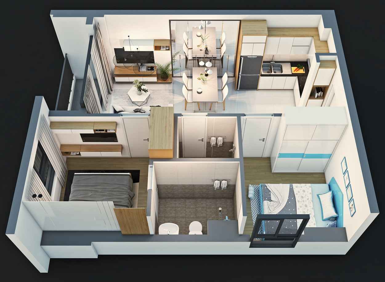 Layout chung cư Bcons Miền đông 