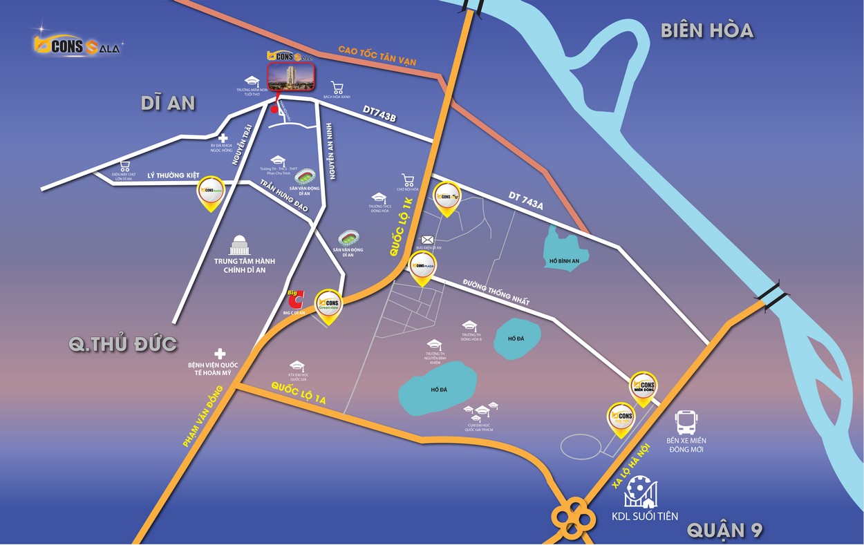 vị trí chung cư Bcons Sala
