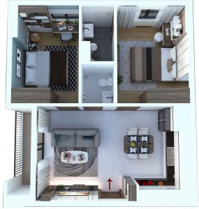 layout chung cư Bcons Suối Tiên