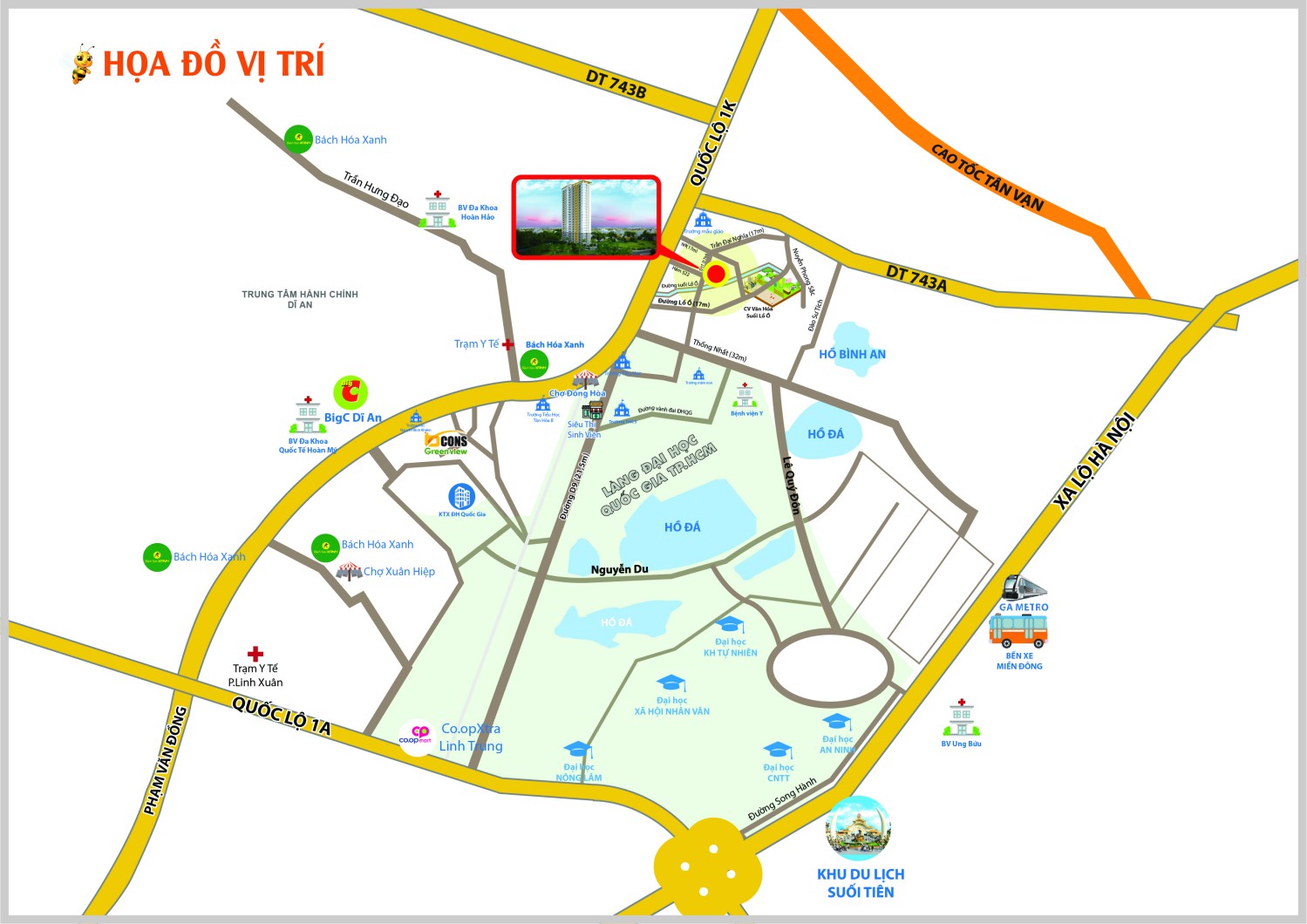 Vị trí chung cư Bcons Bee
